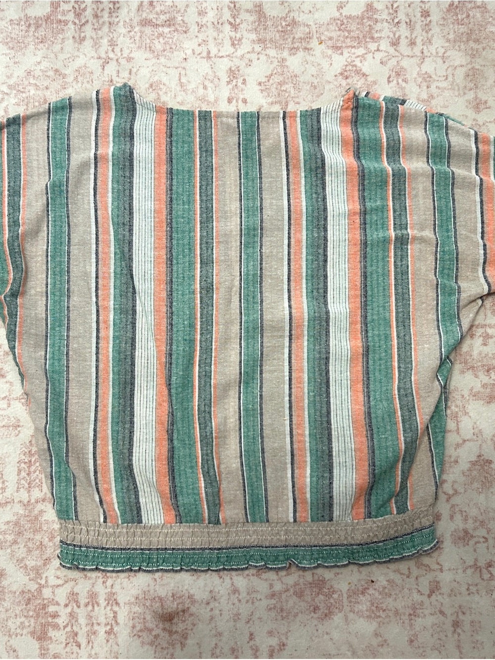 Striped Cropped Top in Green & Coral